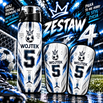 ZESTAW PIŁKARSKI DLA DZIECKA – STRÓJ, BIDON, OCHRANIACZE PERSONALIZOWANE